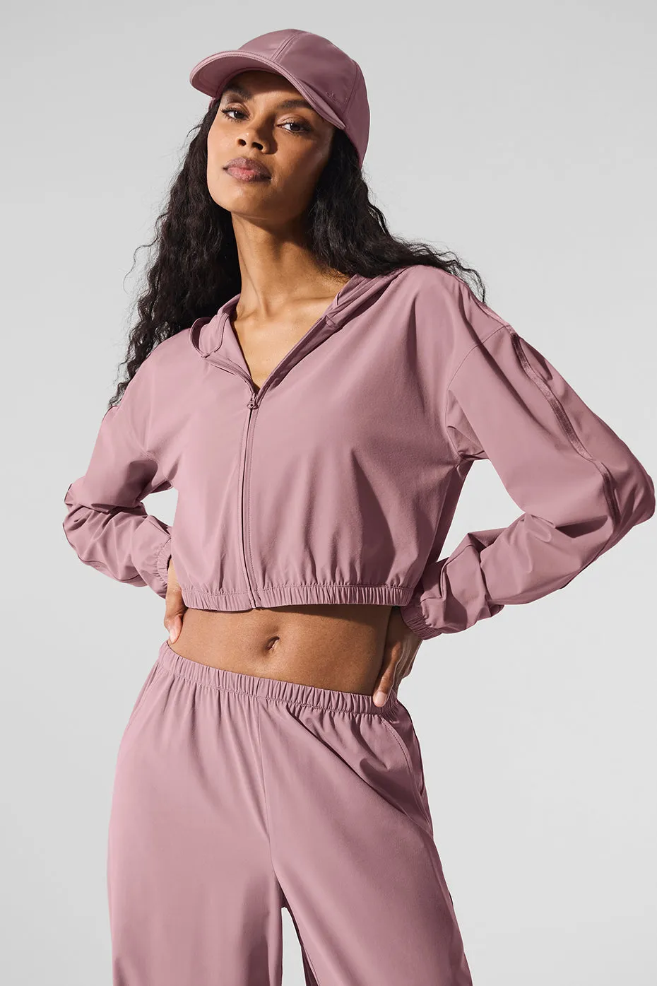 Cropped Breezy Full-Zip Hoodie - Smoky Quartz sold by Alo Yoga product image thumbnail 3
