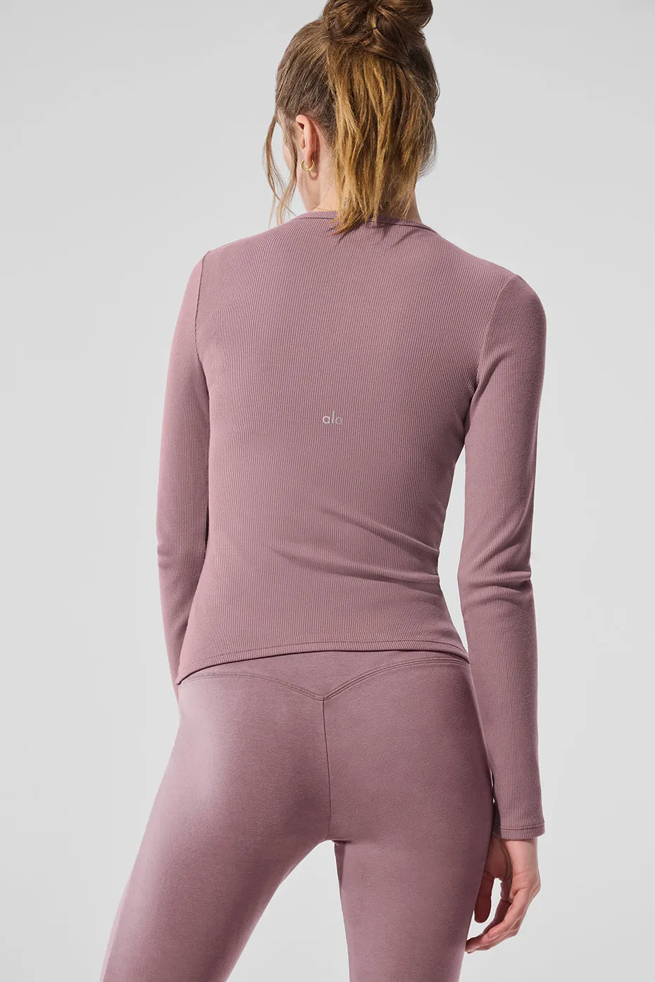 Ribbed Modal Long Sleeve - Smoky Quartz sold by Alo Yoga product image thumbnail 3