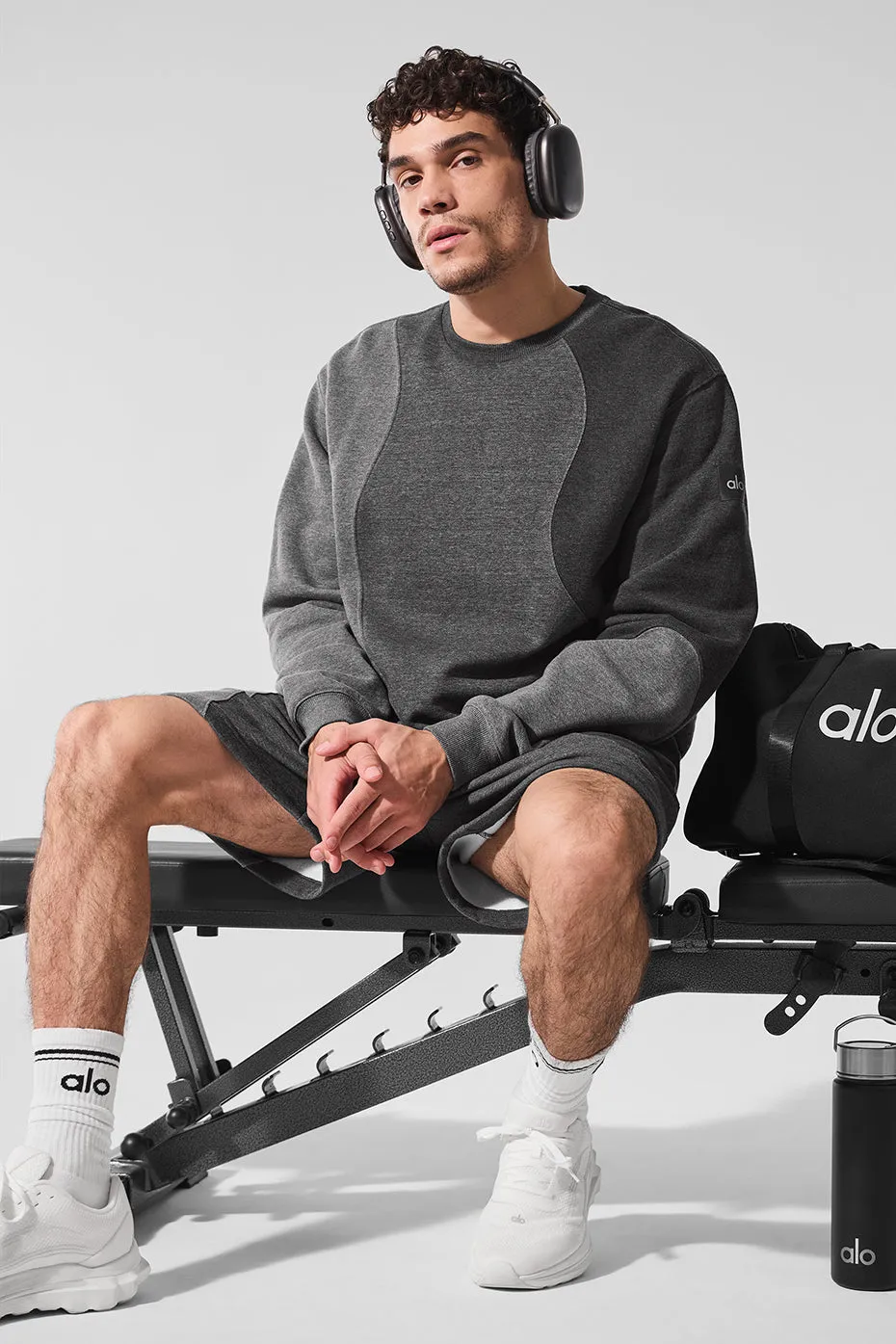 Make Waves Crew Neck Pullover - Dark Heather Grey Tonal sold by Alo Yoga product image thumbnail 4