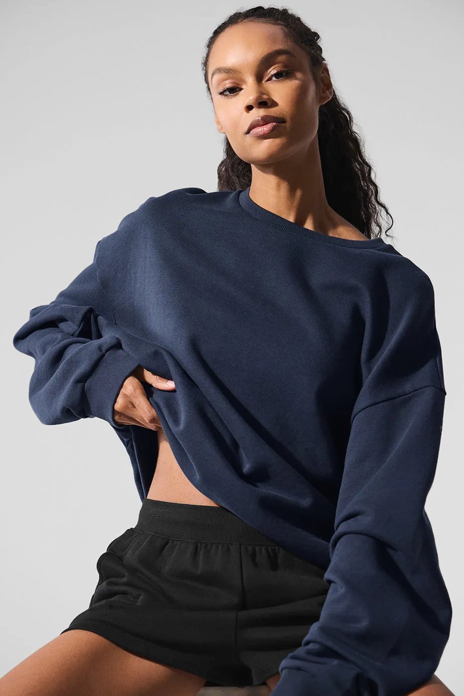 Chill Crew Neck Pullover - Navy sold by Alo Yoga product image thumbnail 4