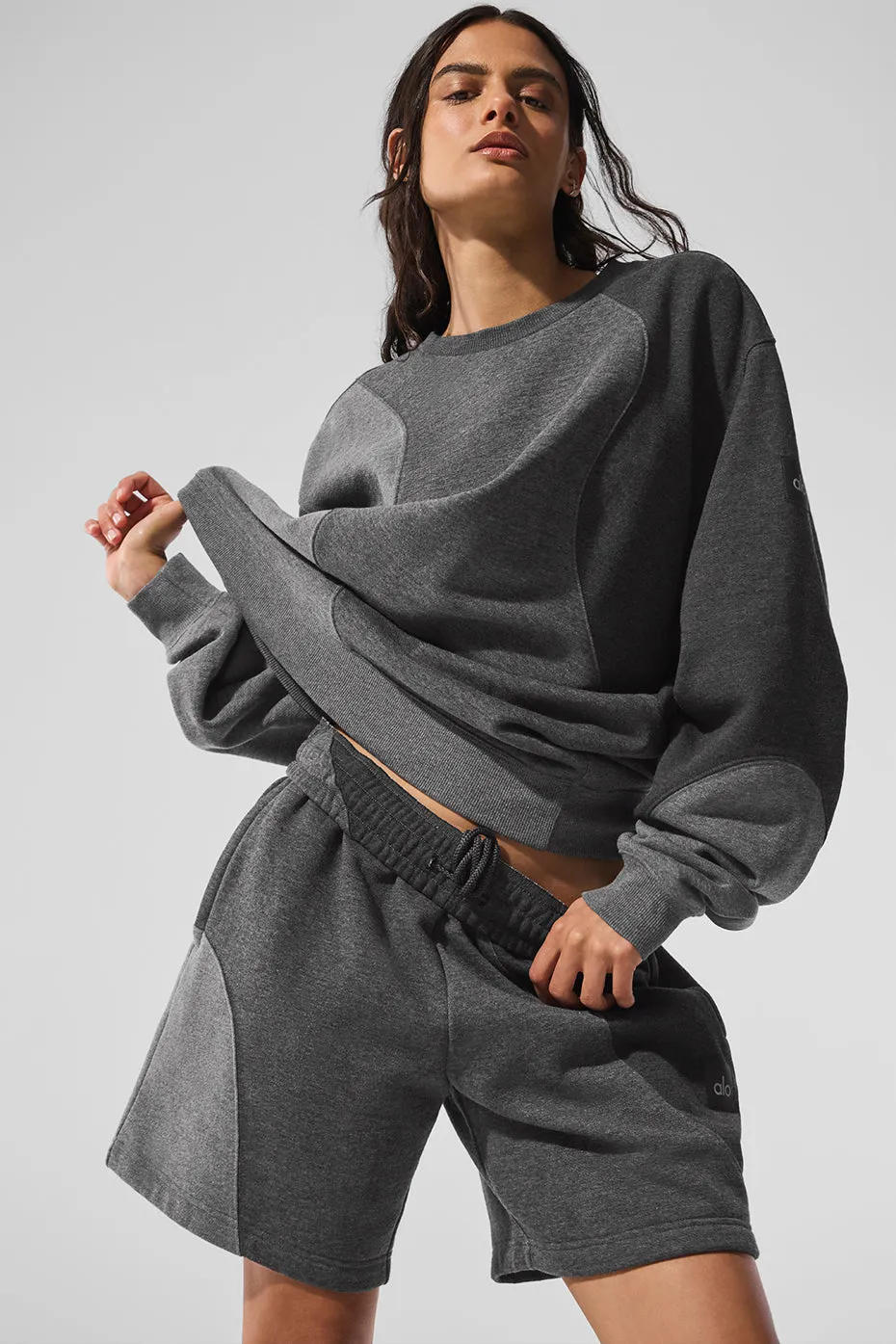 Make Waves Crew Neck Pullover - Dark Heather Grey Tonal sold by Alo Yoga product image thumbnail 5