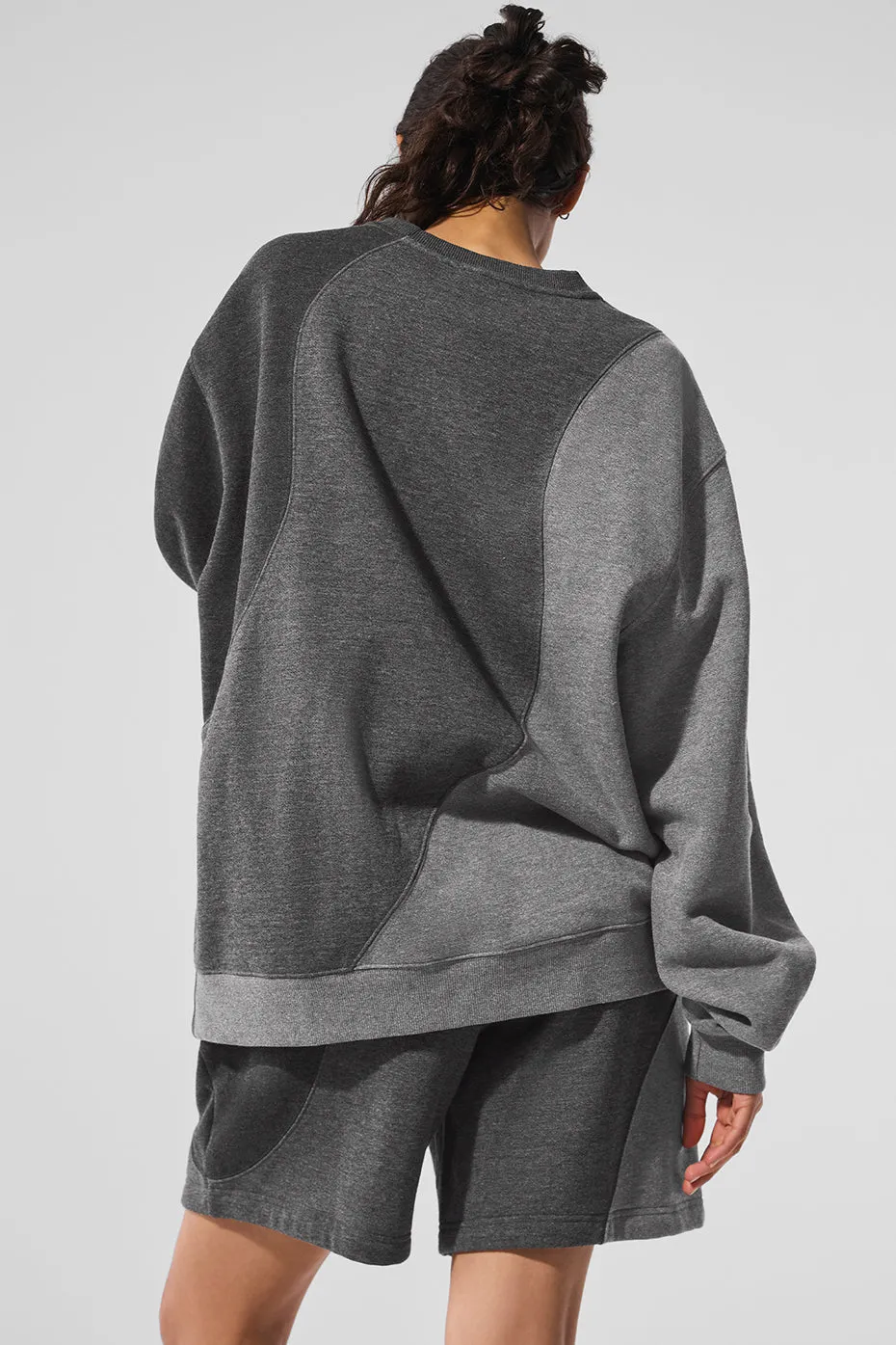 Make Waves Crew Neck Pullover - Dark Heather Grey Tonal sold by Alo Yoga product image thumbnail 2