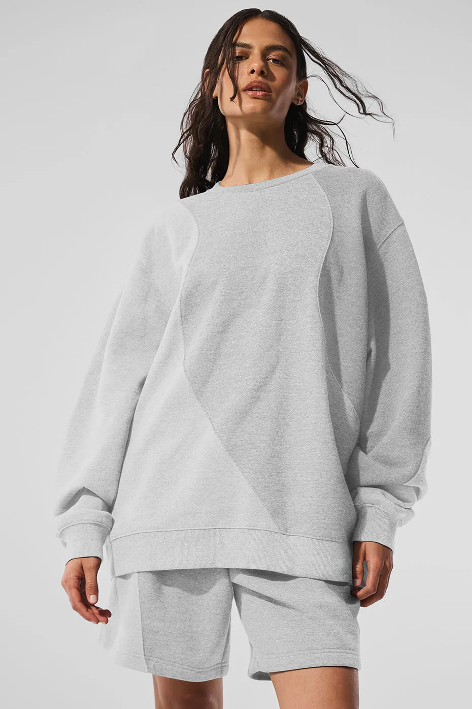 Make Waves Crew Neck Pullover - Athletic Heather Grey Tonal sold by Alo Yoga