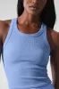 Goddess Ribbed Go-To Tank - Crystal Clear Blue sold by Alo Yoga