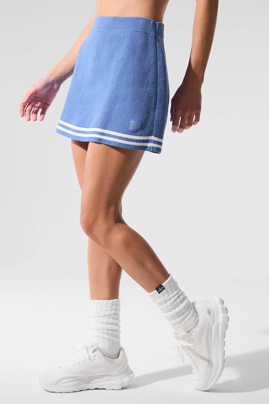 Tennis Club Sweater Knit Skirt - Crystal Clear Blue/White sold by Alo Yoga product image thumbnail 3