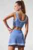 Tennis Club Sweater Knit Bra - Crystal Clear Blue/White sold by Alo Yoga