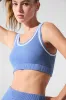 Tennis Club Sweater Knit Bra - Crystal Clear Blue/White sold by Alo Yoga
