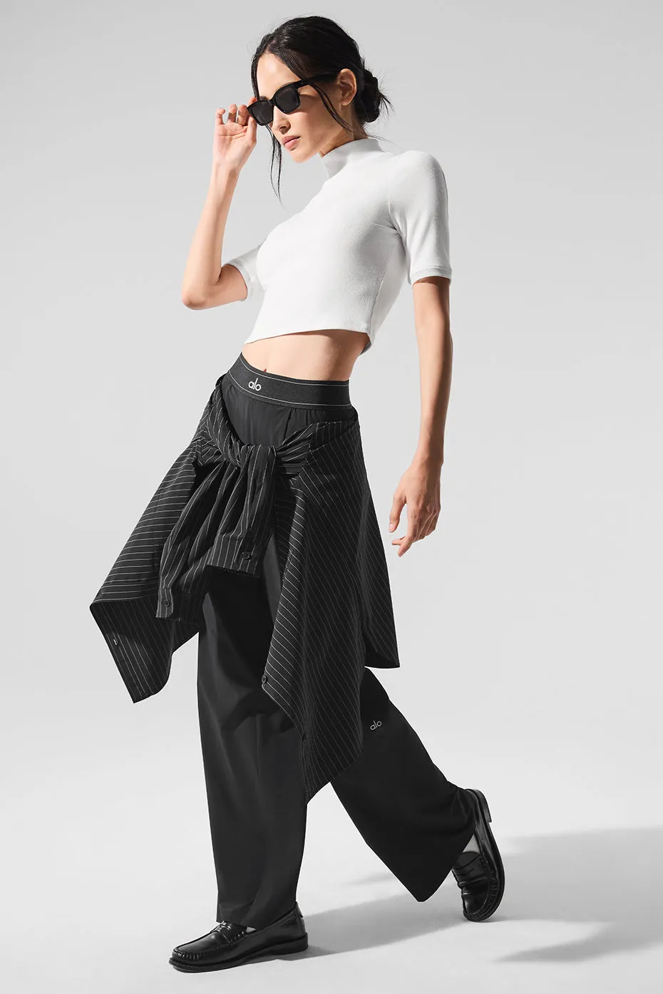 Ribbed Mesh Secret Short Sleeve - White sold by Alo Yoga product image thumbnail 4