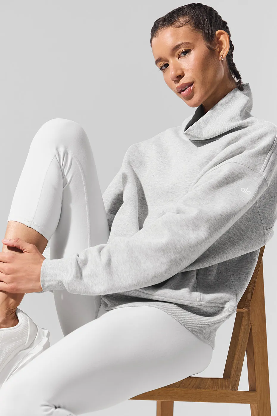 Hazy Mock Neck Pullover - Light Athletic Heather Grey sold by Alo Yoga product image thumbnail 4