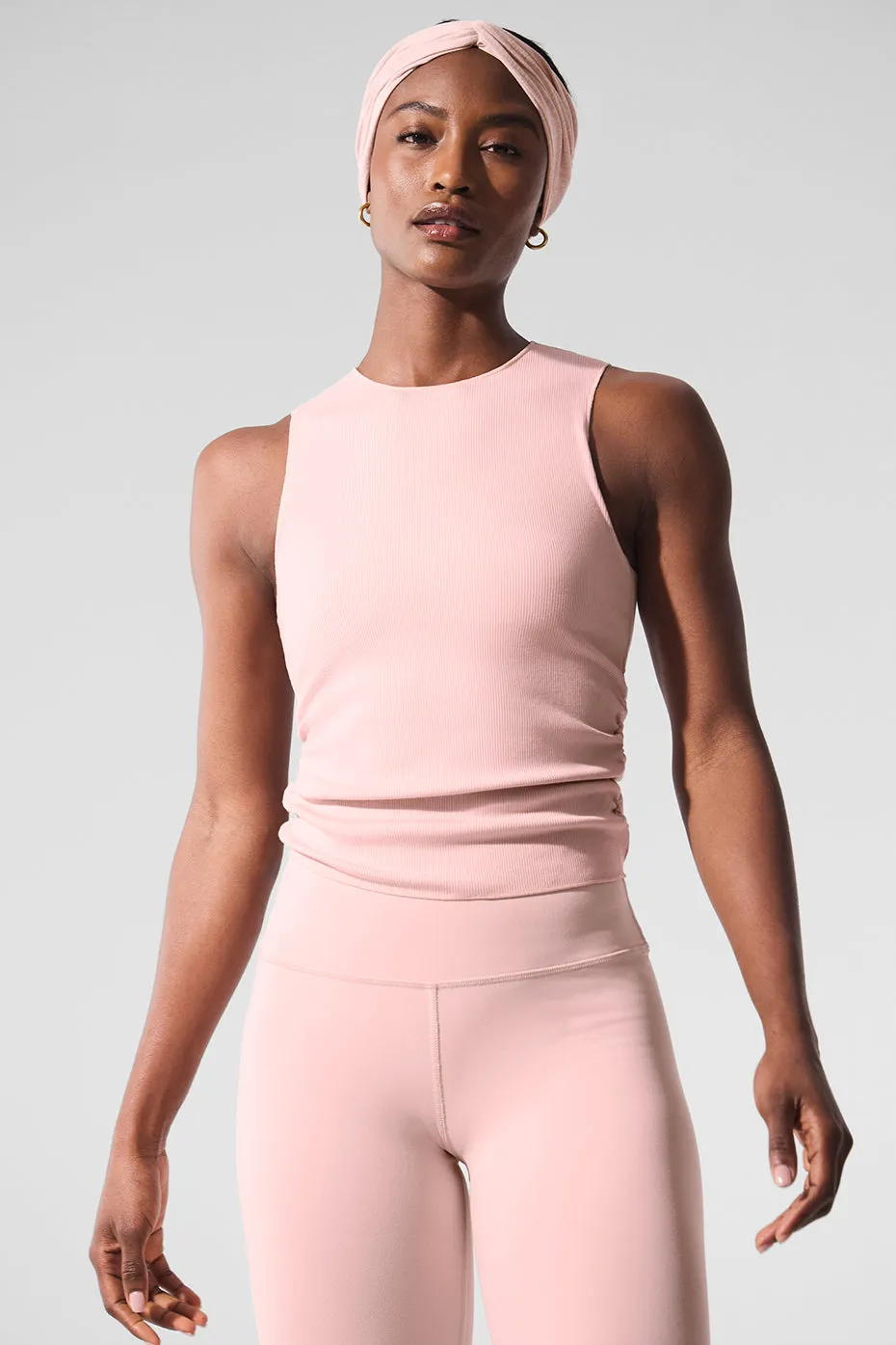 Ribbed En Pointe Tank - Pink Quartz sold by Alo Yoga
