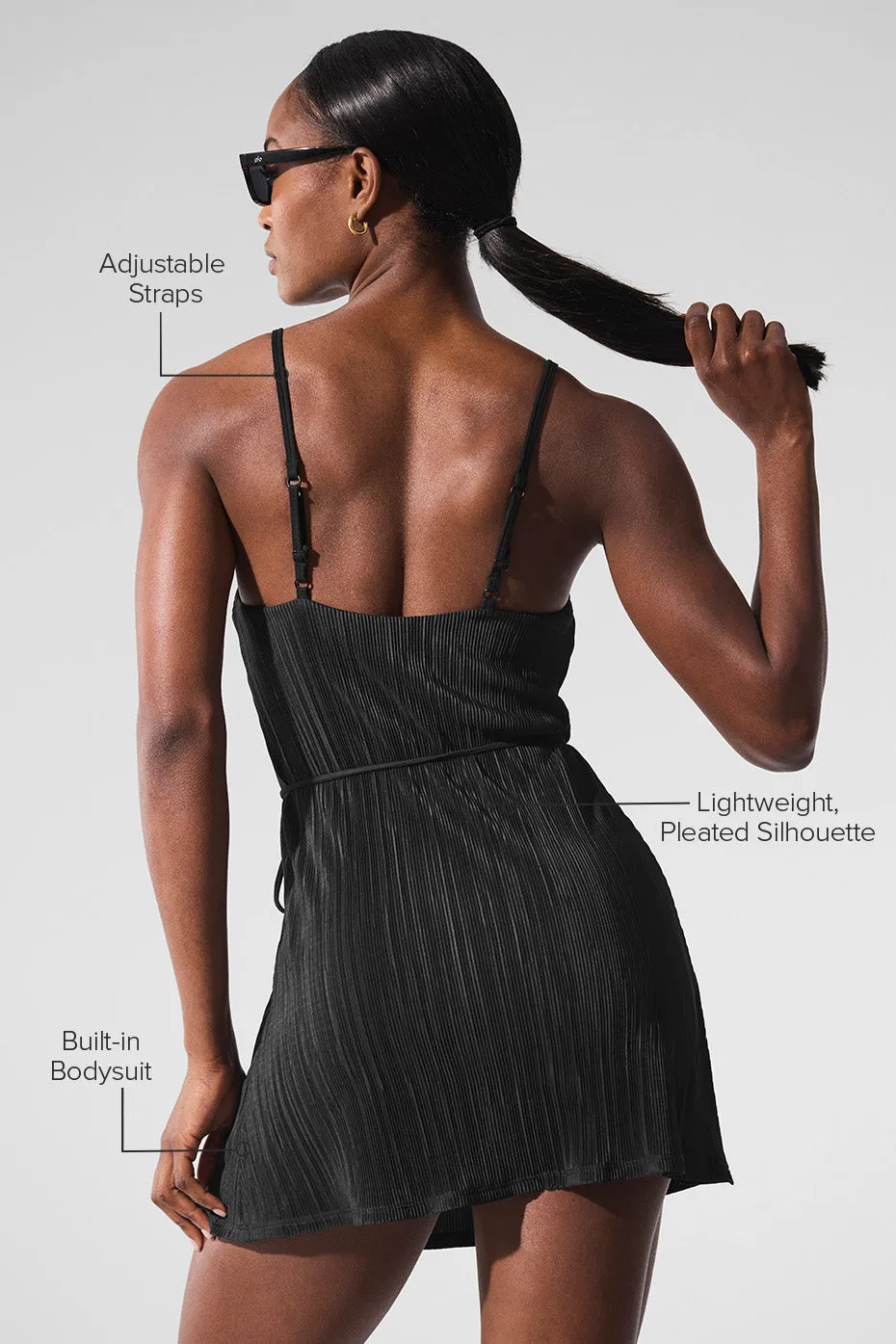 Micro Plisse Game On Tennis Dress - Black sold by Alo Yoga product image thumbnail 2