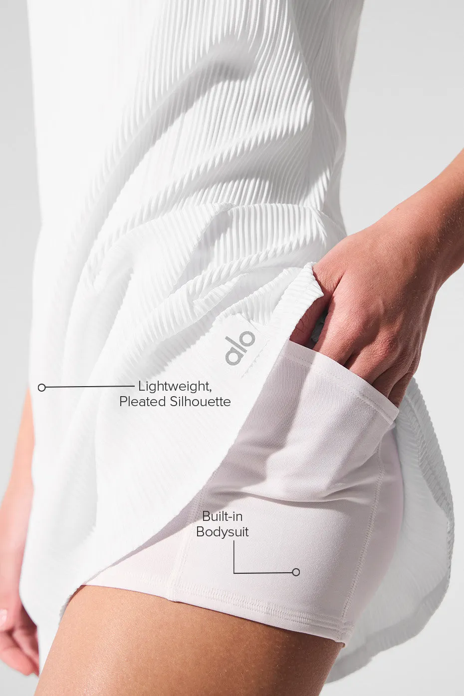 Micro Plisse Game On Tennis Dress - White sold by Alo Yoga product image thumbnail 2