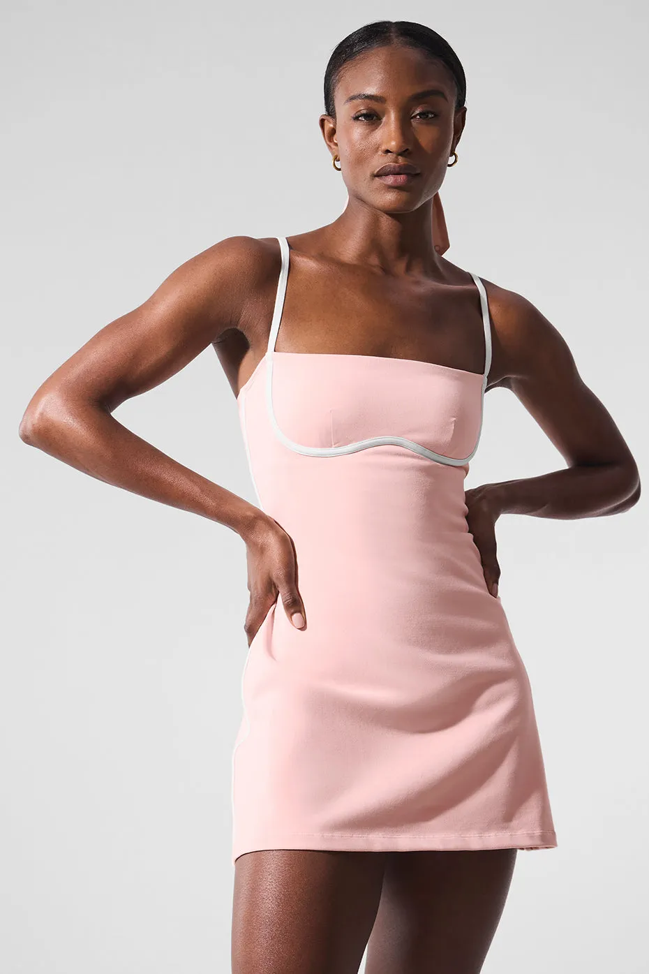 Airbrush Streamlined Dress - Pink Quartz/White sold by Alo Yoga