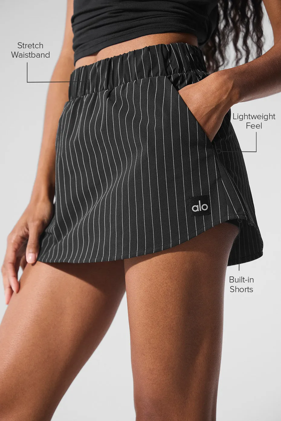Pinstripe Daylight Mini Skirt - Black/Titanium sold by Alo Yoga product image thumbnail 2