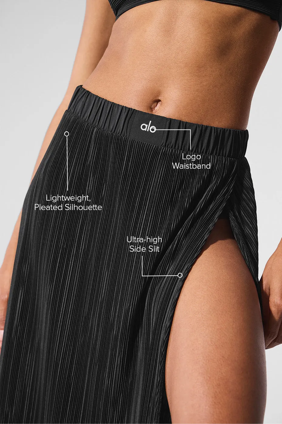 Micro Plisse Game On Long Skirt - Black sold by Alo Yoga product image thumbnail 2