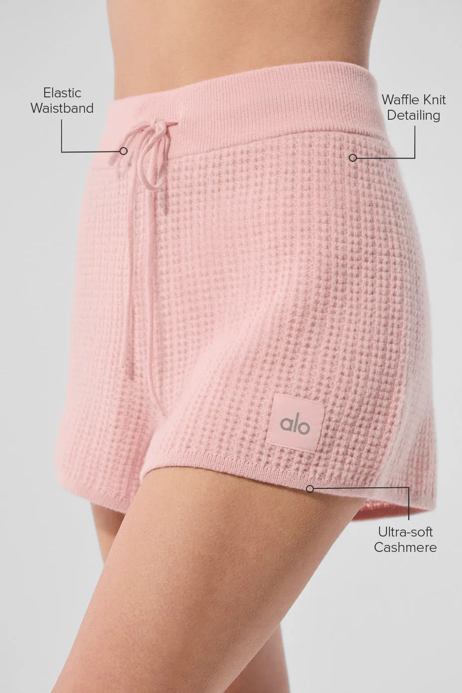 Cashmere High-Waist Plush Waffle Short - Pink Quartz sold by Alo Yoga product image thumbnail 2