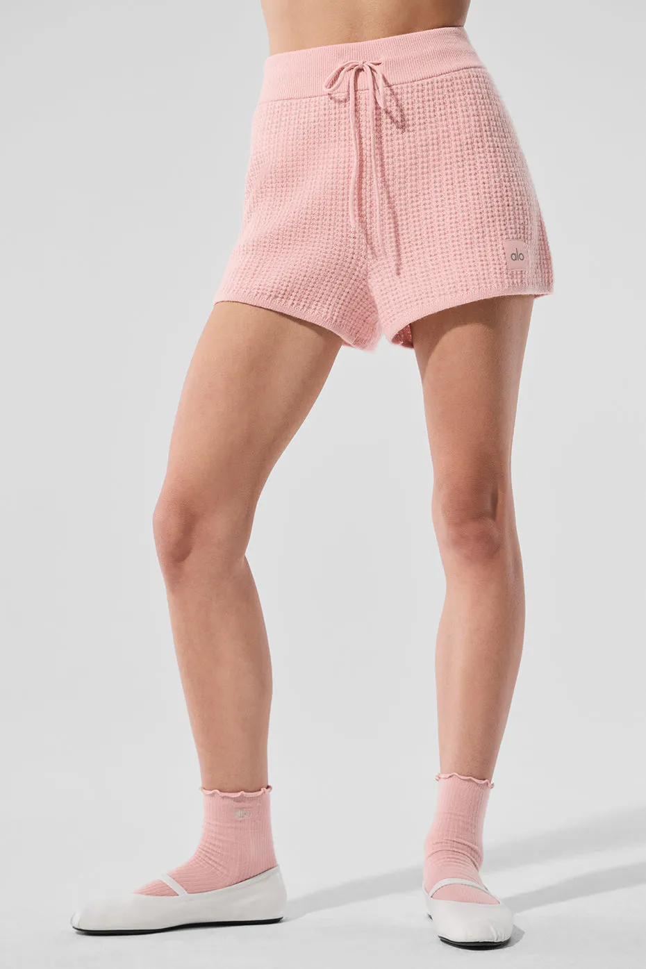Cashmere High-Waist Plush Waffle Short - Pink Quartz sold by Alo Yoga product image thumbnail 4