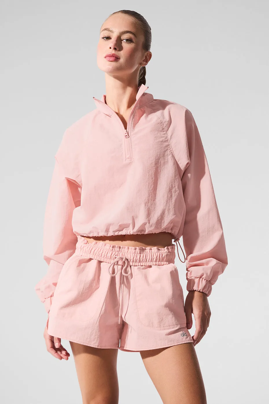 Cropped 1/4 Zip Alumni Pullover - Pink Quartz sold by Alo Yoga