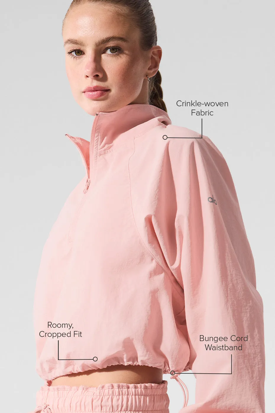 Cropped 1/4 Zip Alumni Pullover - Pink Quartz sold by Alo Yoga product image thumbnail 2