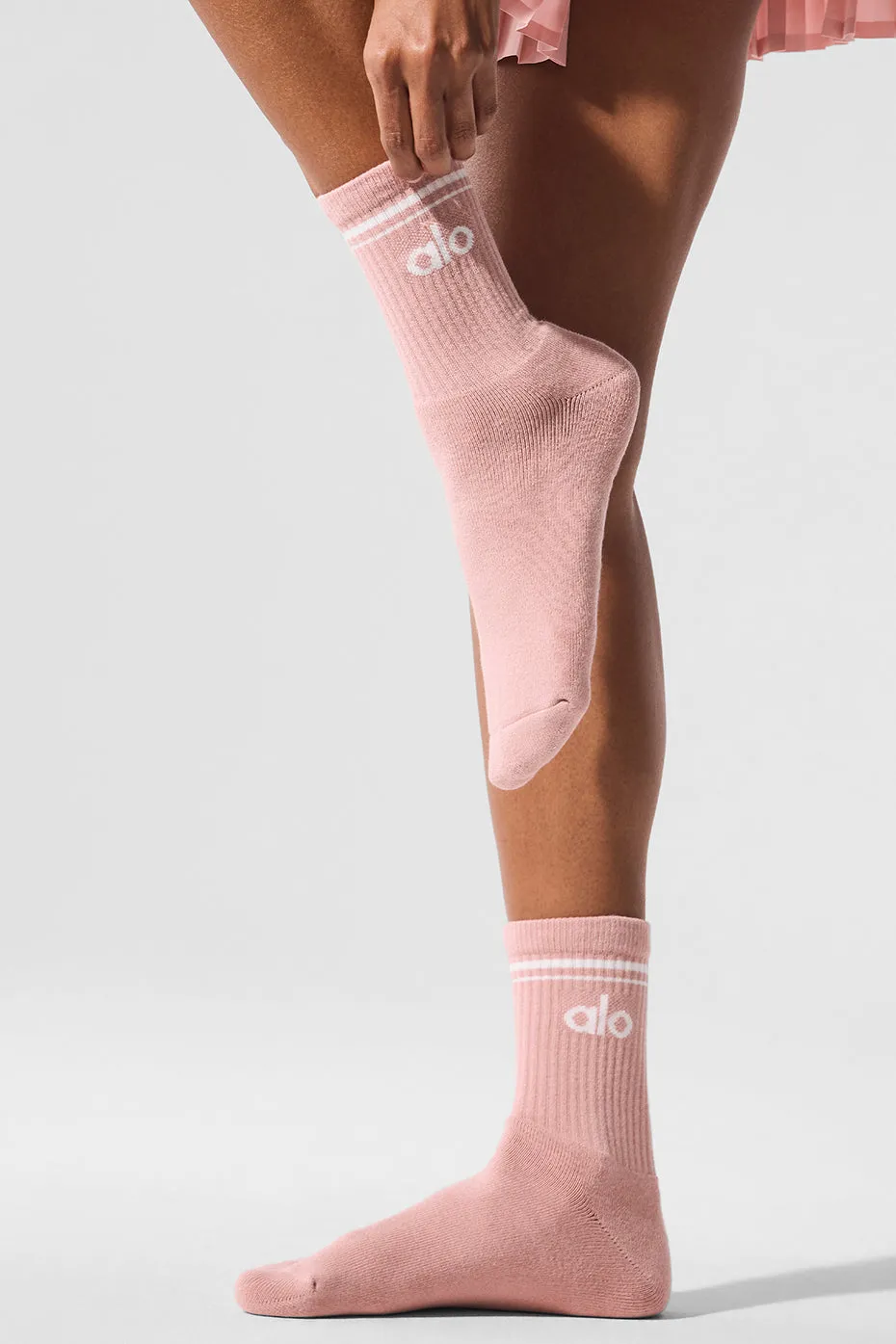 Unisex Half-Crew Throwback Sock - Pink Quartz/White sold by Alo Yoga product image thumbnail 2