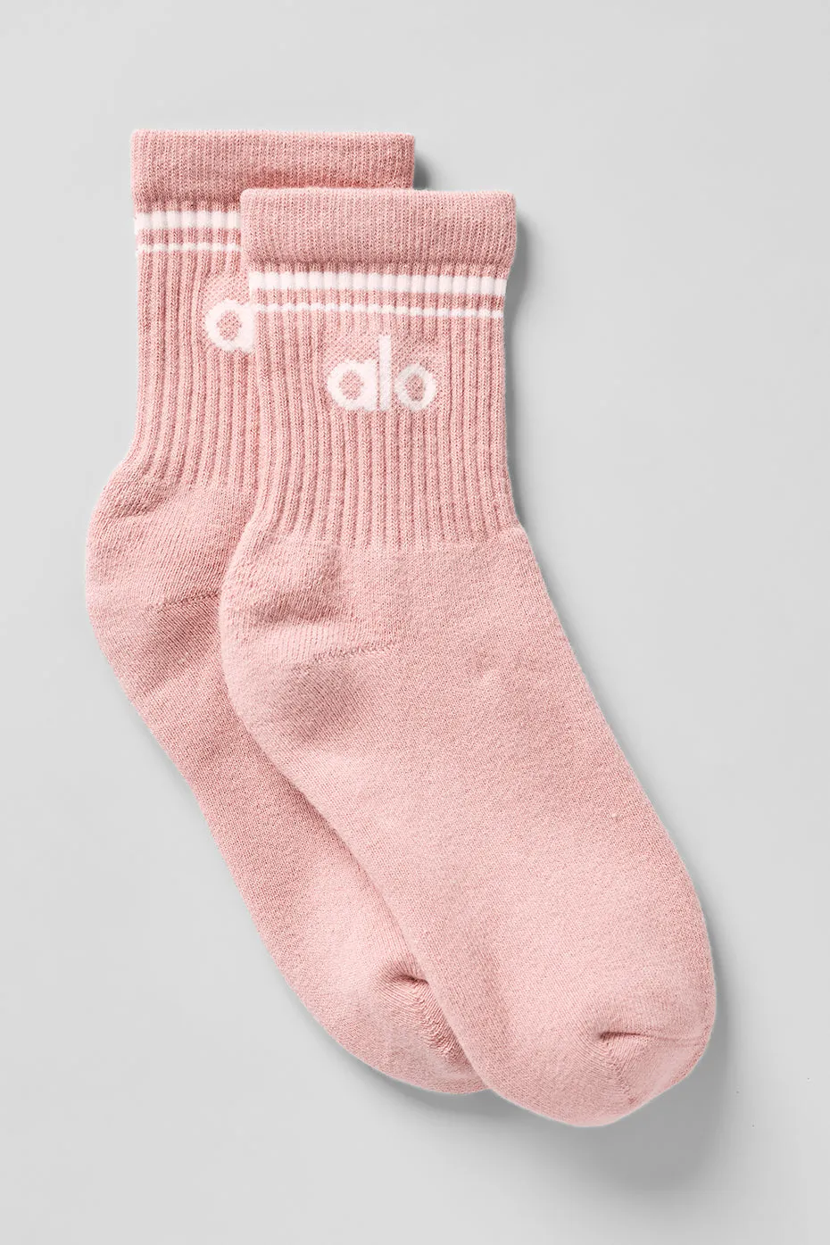 Unisex Half-Crew Throwback Sock - Pink Quartz/White sold by Alo Yoga
