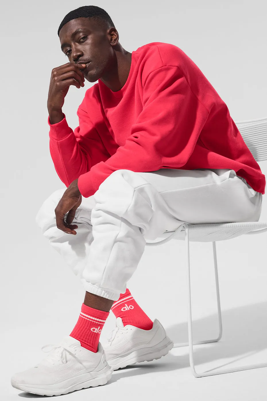 Unisex Half-Crew Throwback Sock - Candy Red/White sold by Alo Yoga product image thumbnail 3