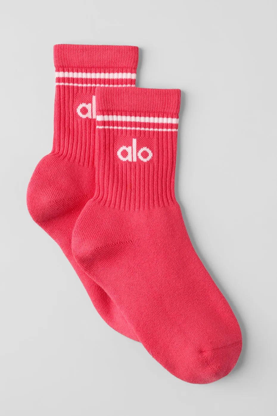 Unisex Half-Crew Throwback Sock - Candy Red/White sold by Alo Yoga