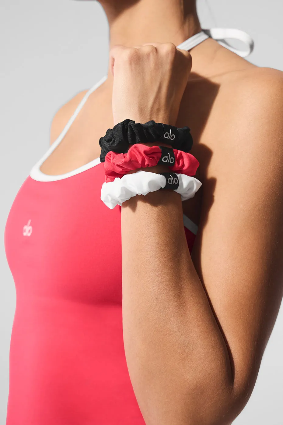 Fresh Mini Scrunchie 3-Pack - Candy Red/Black/White sold by Alo Yoga product image thumbnail 2