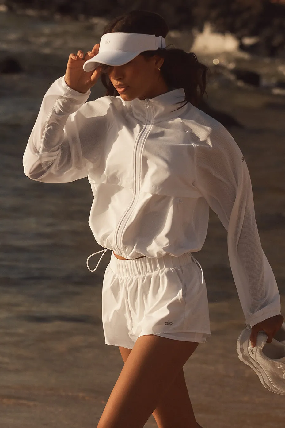 Sport Star Full Zip Jacket - White sold by Alo Yoga