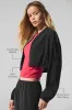 Cropped Breezy Full-Zip Cover Up - Black sold by Alo Yoga