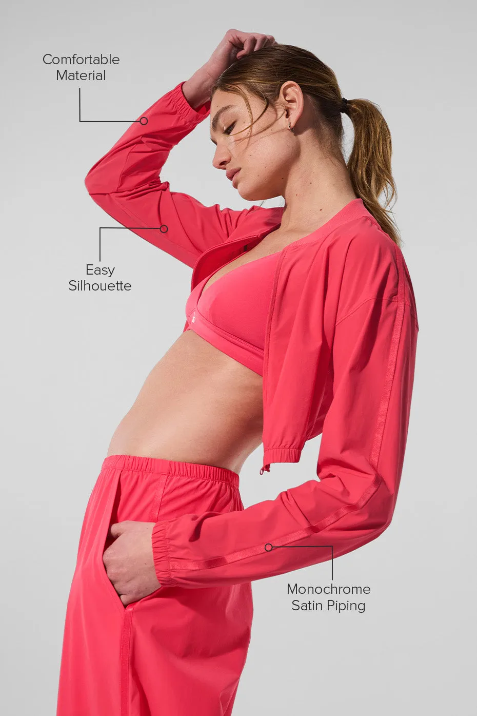Cropped Breezy Full-Zip Cover Up - Candy Red sold by Alo Yoga product image thumbnail 2