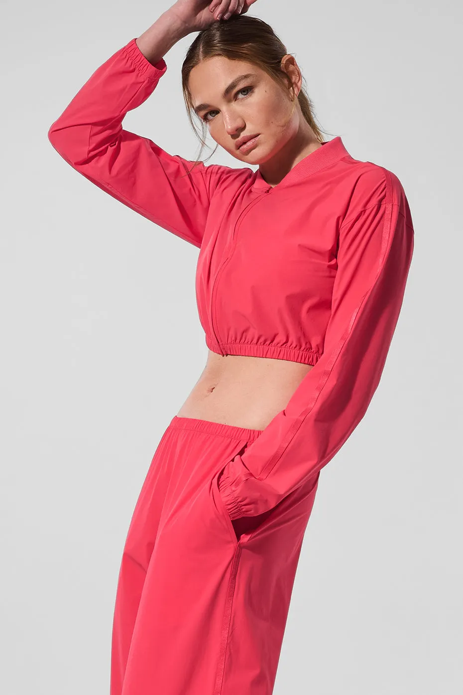 Cropped Breezy Full-Zip Cover Up - Candy Red sold by Alo Yoga