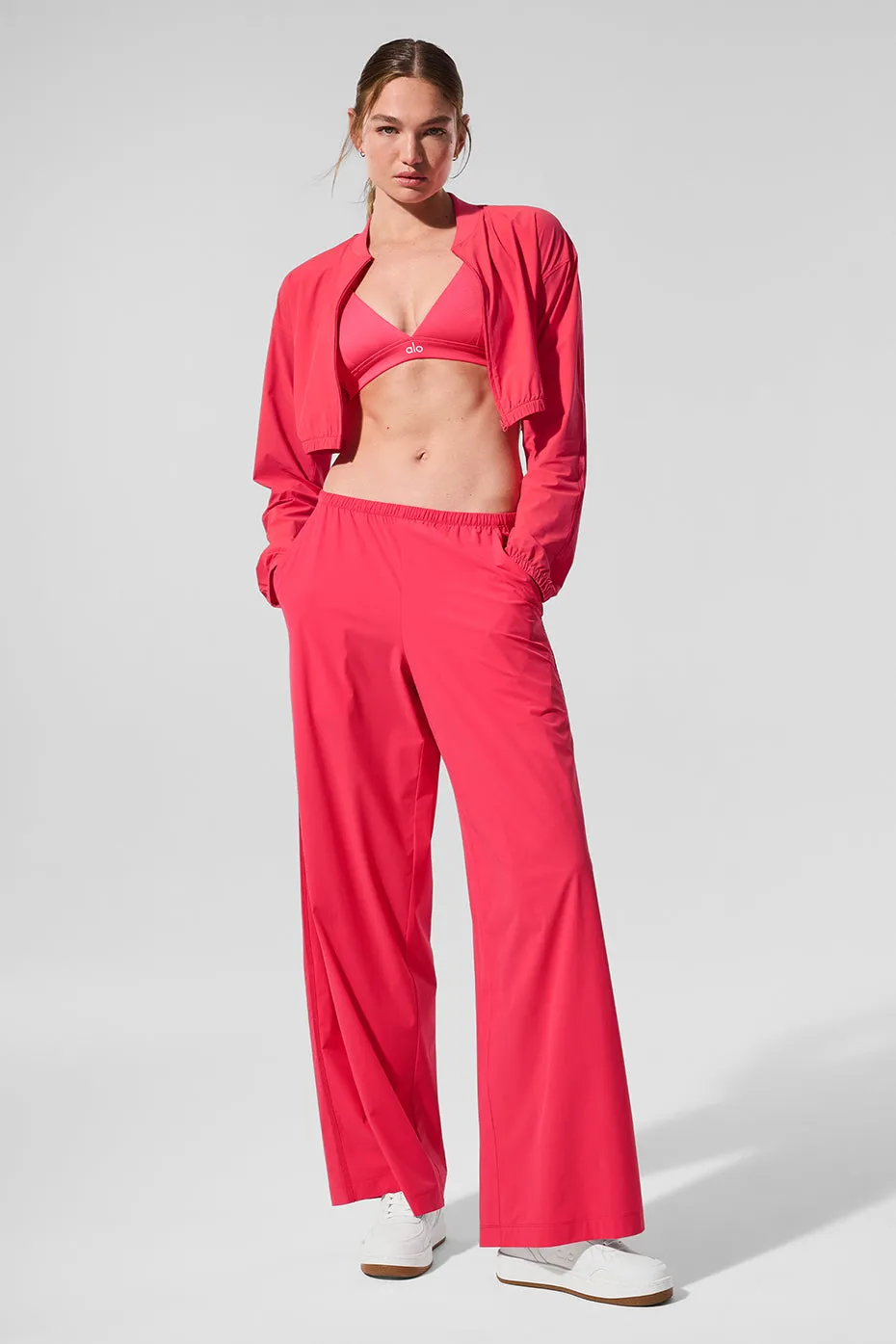 Cropped Breezy Full-Zip Cover Up - Candy Red sold by Alo Yoga product image thumbnail 5