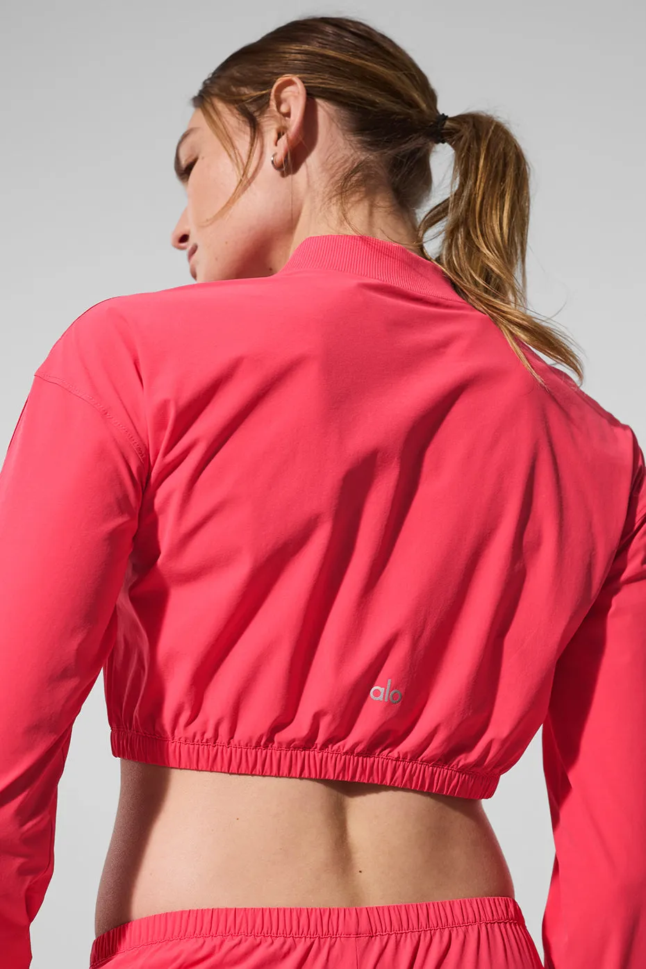 Cropped Breezy Full-Zip Cover Up - Candy Red sold by Alo Yoga product image thumbnail 4