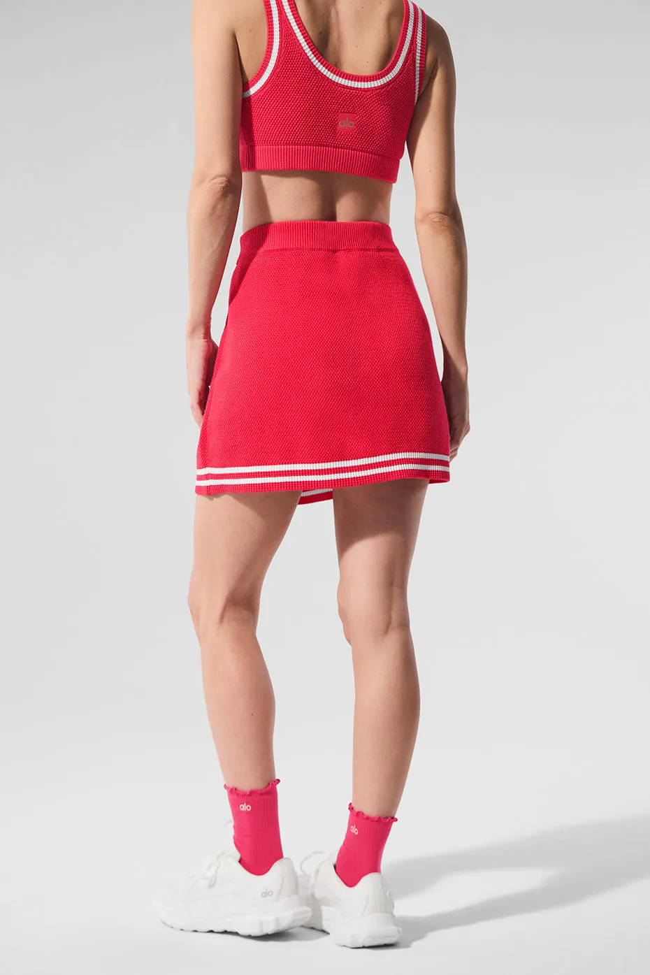Tennis Club Sweater Knit Skirt - Candy Red/White sold by Alo Yoga product image thumbnail 3