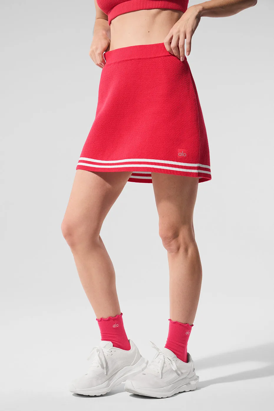 Tennis Club Sweater Knit Skirt - Candy Red/White sold by Alo Yoga product image thumbnail 4