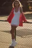 Tennis Club Sweater Knit Dress - White/Candy Red sold by Alo Yoga
