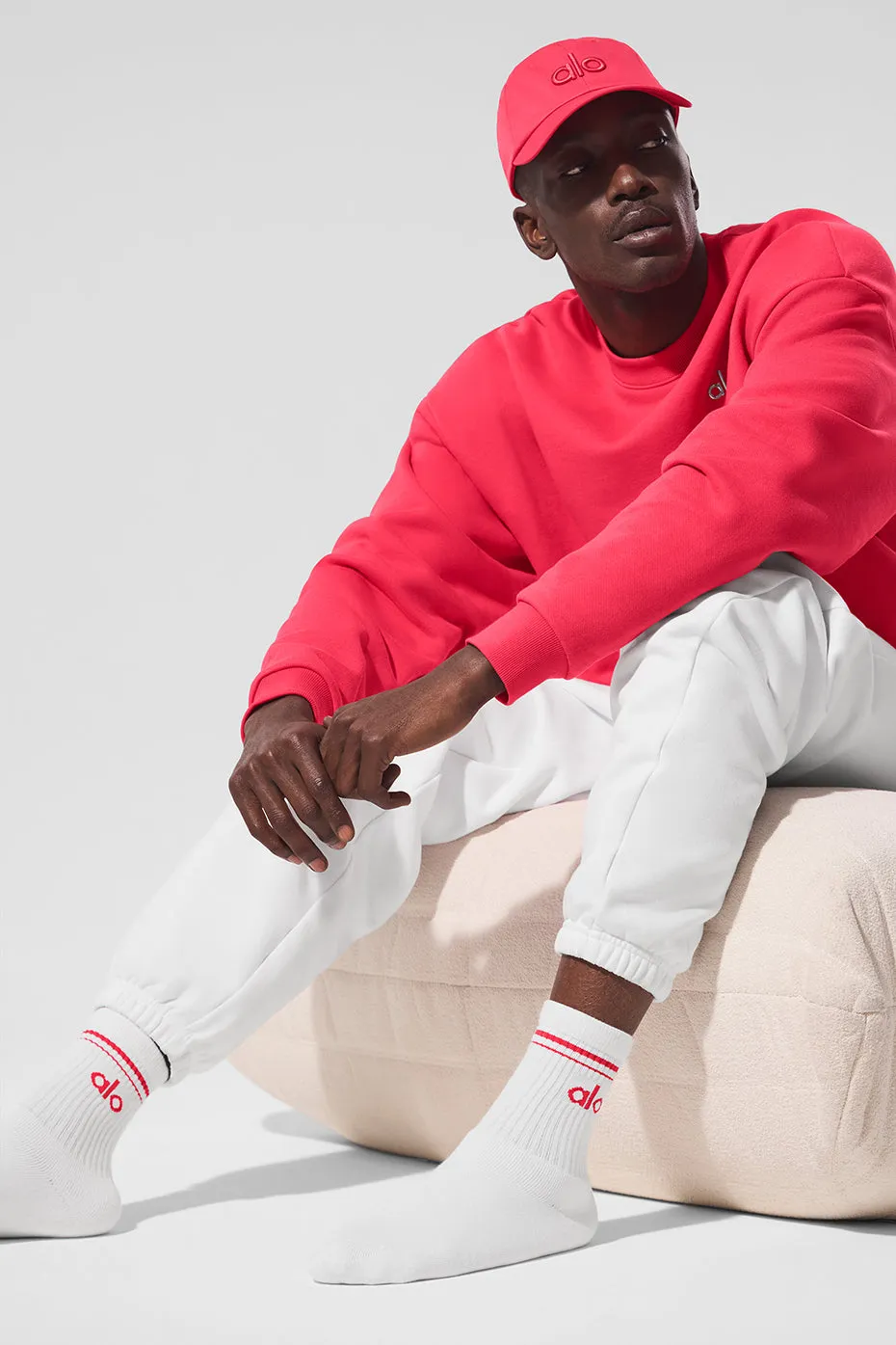 Unisex Half-Crew Throwback Sock - White/Candy Red sold by Alo Yoga product image thumbnail 3