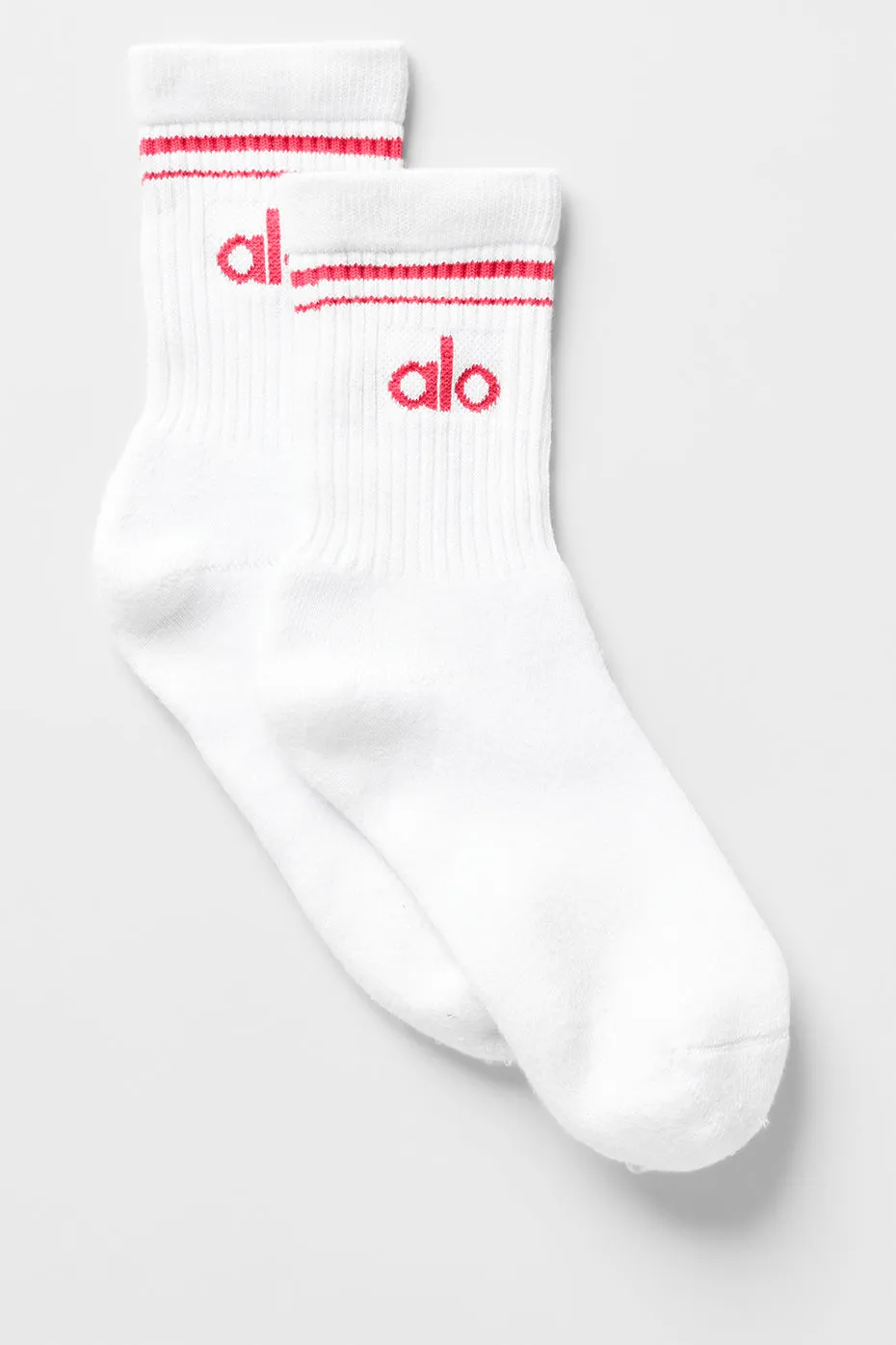 Unisex Half-Crew Throwback Sock - White/Candy Red sold by Alo Yoga