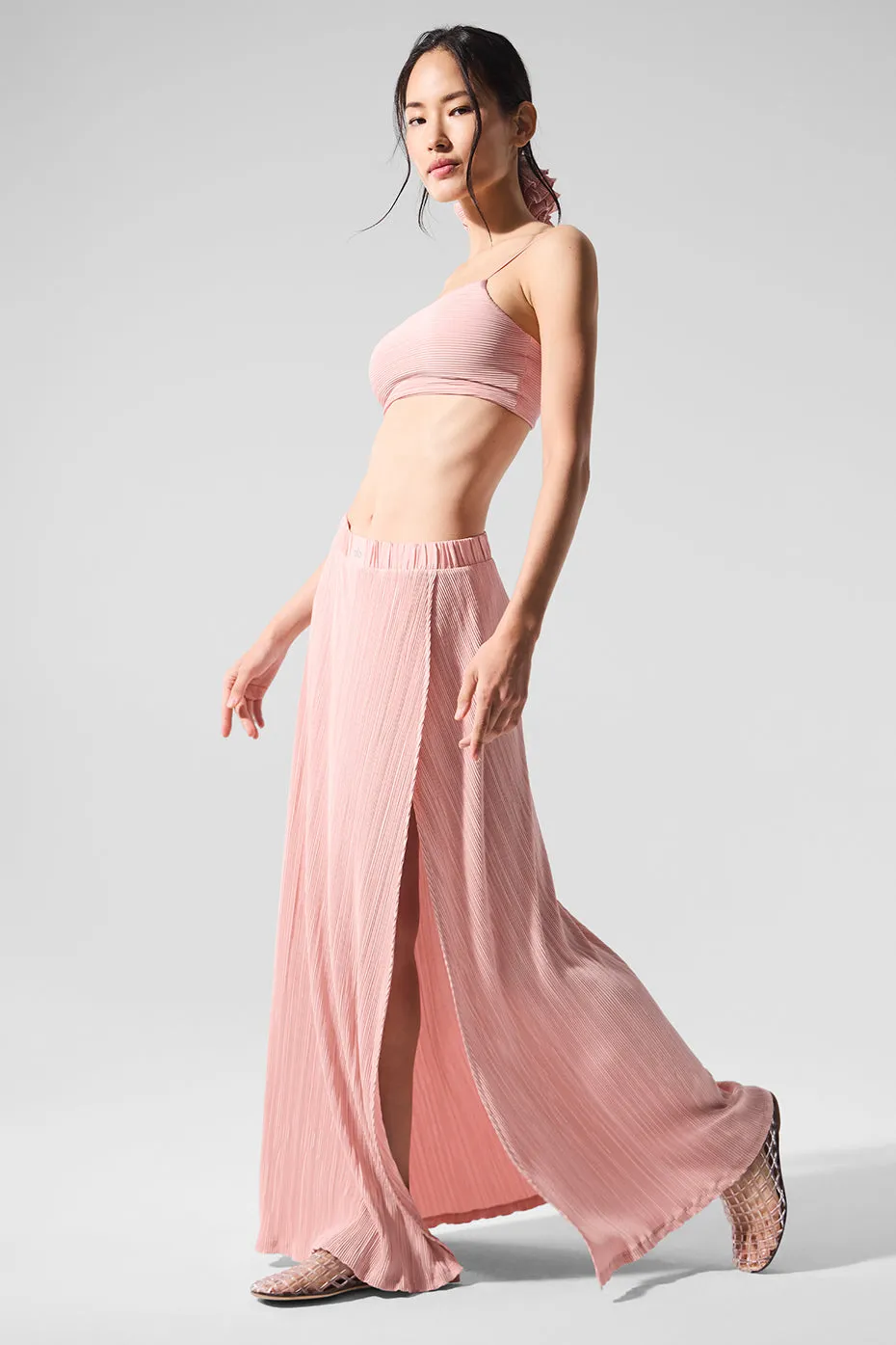 Micro Plisse Game On Long Skirt - Pink Quartz sold by Alo Yoga