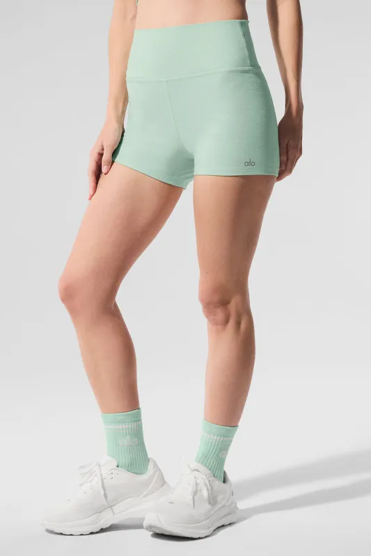 3" Alosoft High-Waist Carefree Short in Spearmint Heather Green, Size: Small sold by Alo Yoga
