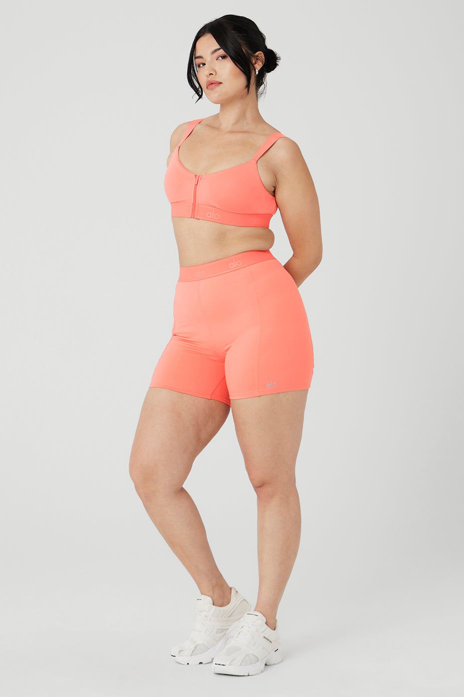 Alosoft Molded Showcase Bra & 4" Alosoft Showcase Short Set - Candy Orange sold by Alo Yoga product image thumbnail 7
