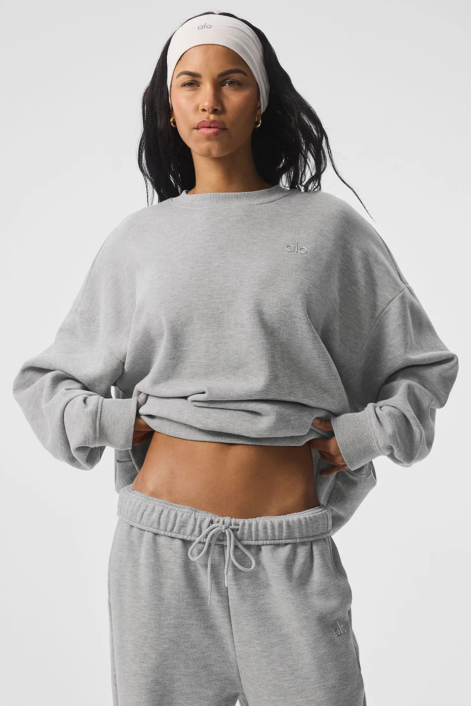 Accolade Crew Neck Pullover - Athletic Heather Grey sold by Alo Yoga
