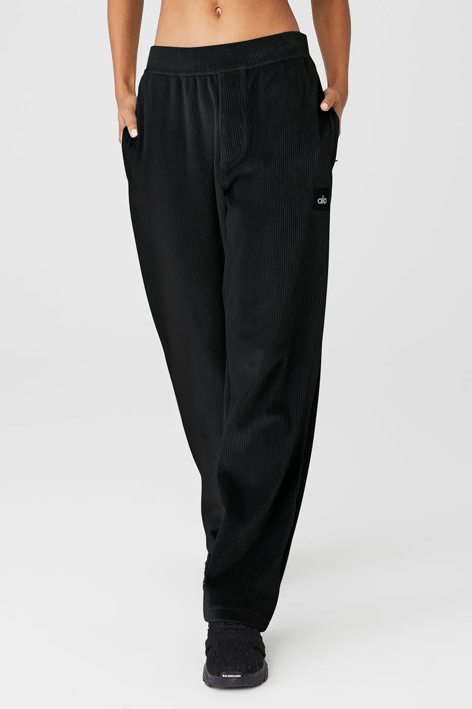 Velour Baller Pant - Black sold by Alo Yoga