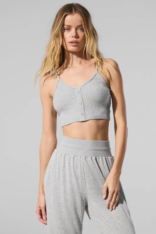 ALO | Ribbed Delicate Lounge Tank Top in Athletic Heather Grey, Size: XS sold by Alo Yoga