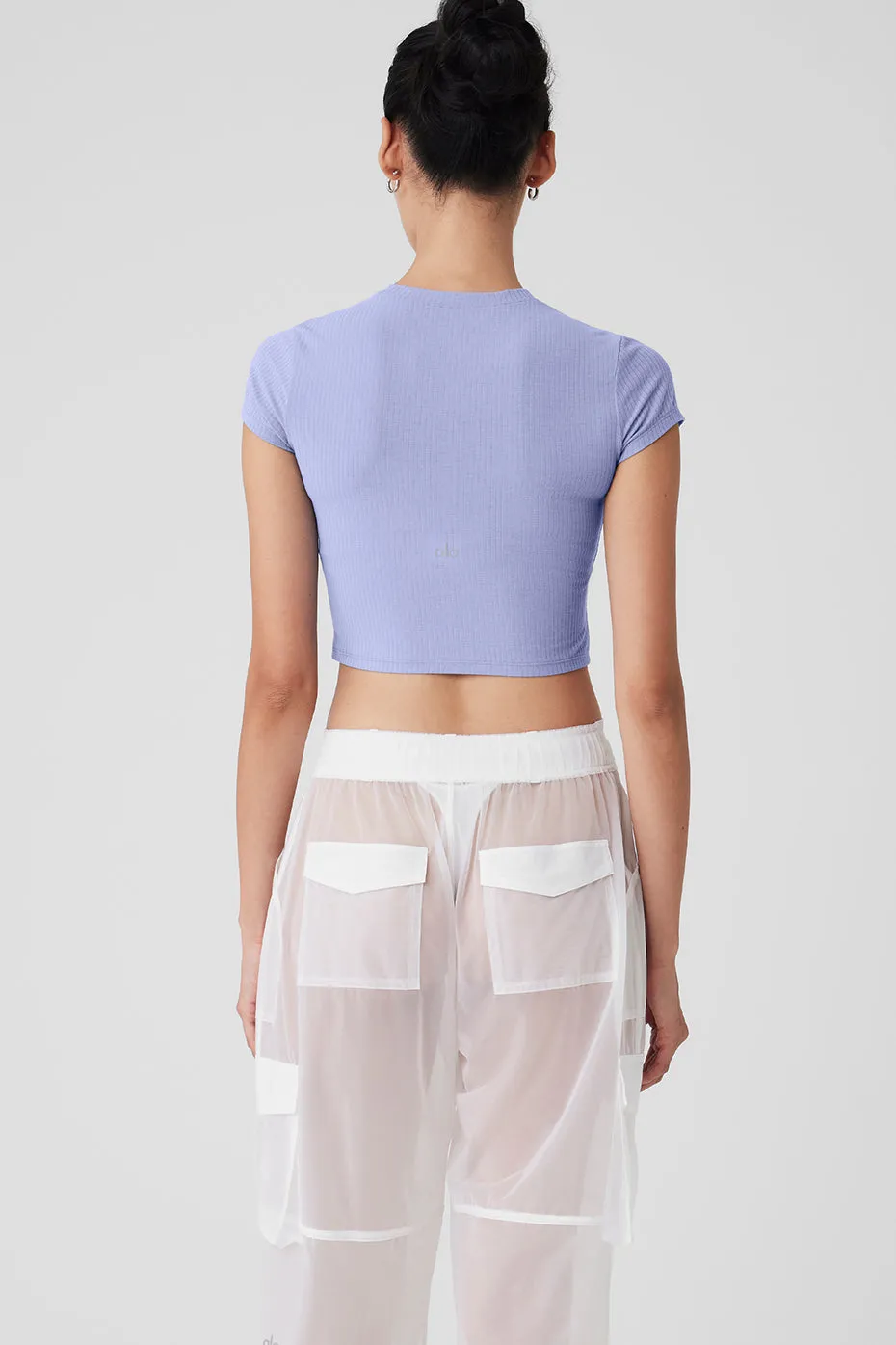 Ribbed Sea Coast Cropped Short Sleeve Tee - Lilac Blue sold by Alo Yoga product image thumbnail 2