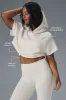 Cropped In The Air Short Sleeve Hoodie - Ivory sold by Alo Yoga