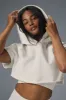 Cropped In The Air Short Sleeve Hoodie - Ivory sold by Alo Yoga