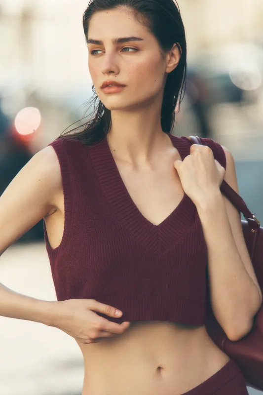 ALO | Supernatural Sweater Tank Top in Burgundy Red, Size: Medium sold by undefined