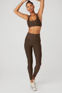 Airlift Advantage Racerback Bra & 7/8 High-Waist Airlift Legging Set - Espresso sold by Alo Yoga